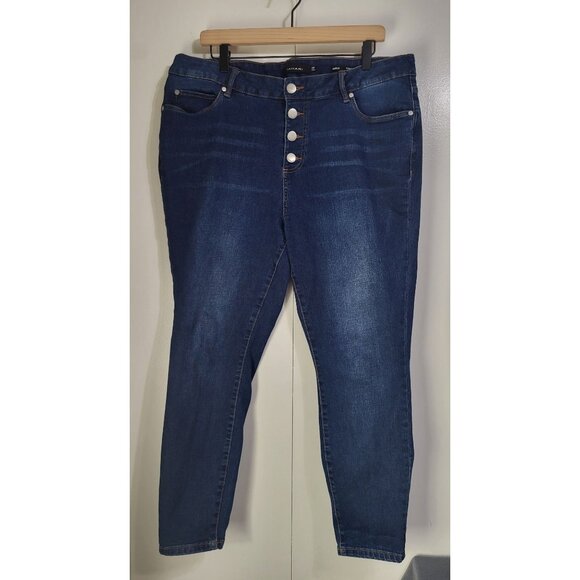 TAHARI Women's SZ 18W Amelia Button Fly Skinny Denim Jeans Classic - Picture 1 of 8